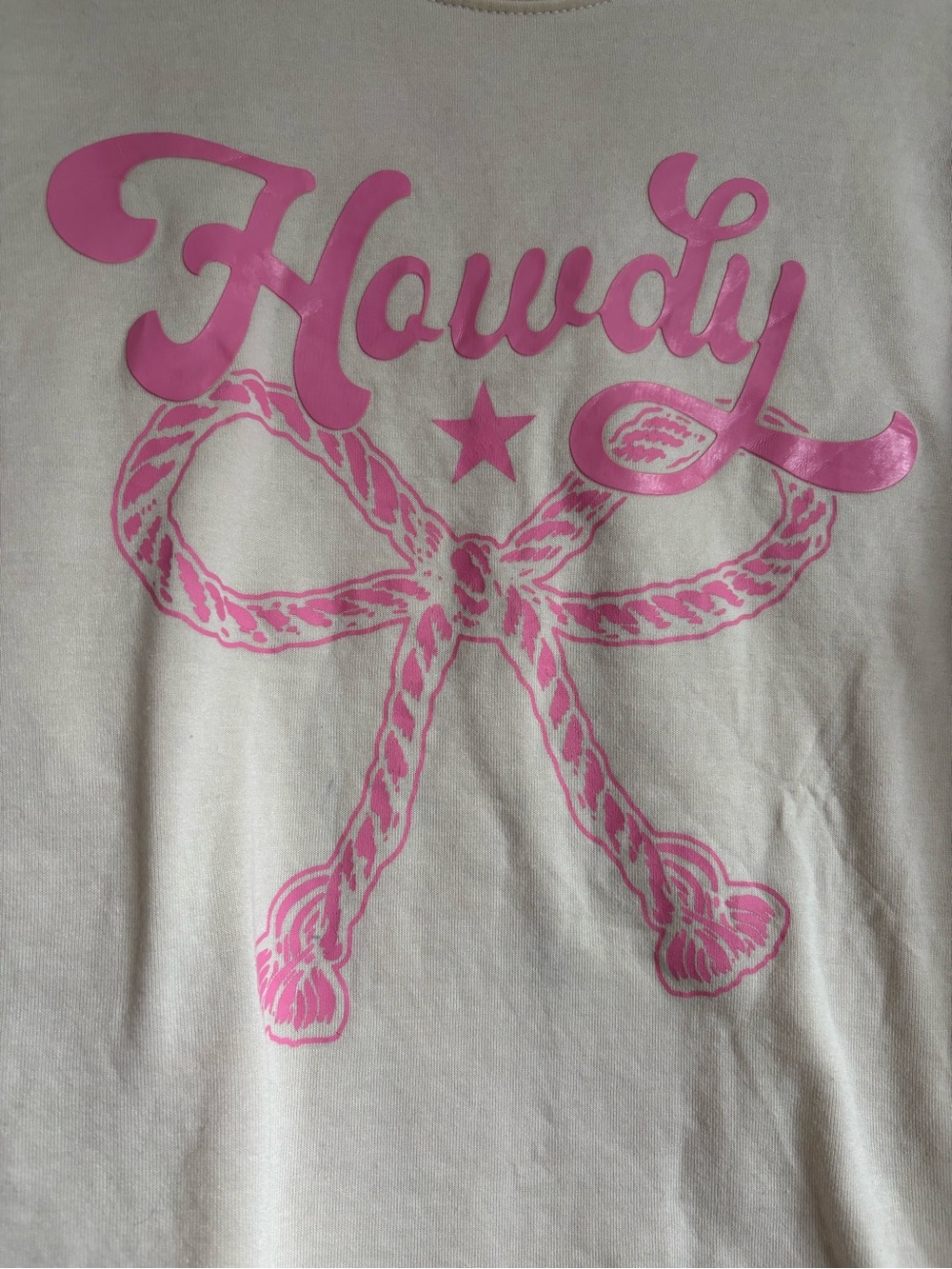 Wound Up Cream Crewneck with Pink “Howdy” Detail - Picture 3 of 6